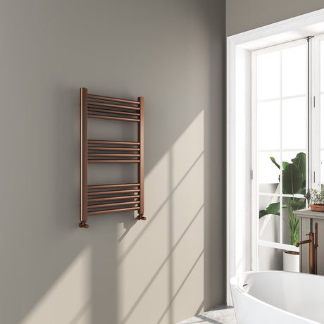 Omata Brushed Bronze Straight Heated Towel Rail 800x500mm