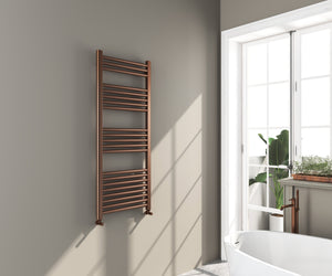 Omata Brushed Bronze Straight Heated Towel Rail 1200x500mm