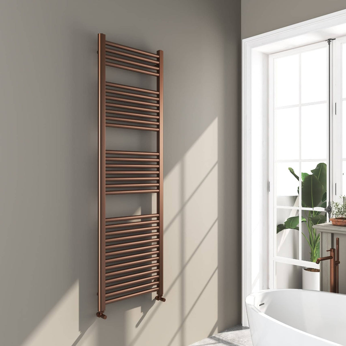 Omata Brushed Bronze Straight Heated Towel Rail 1600x500mm