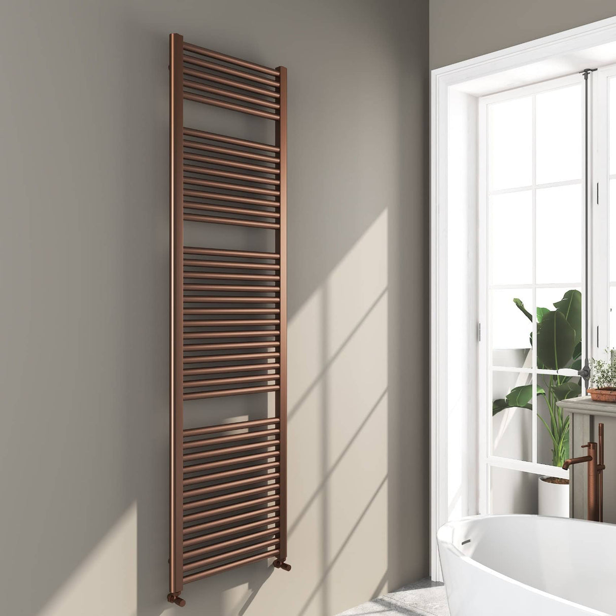Omata Brushed Bronze Straight Heated Towel Rail 1800x500mm