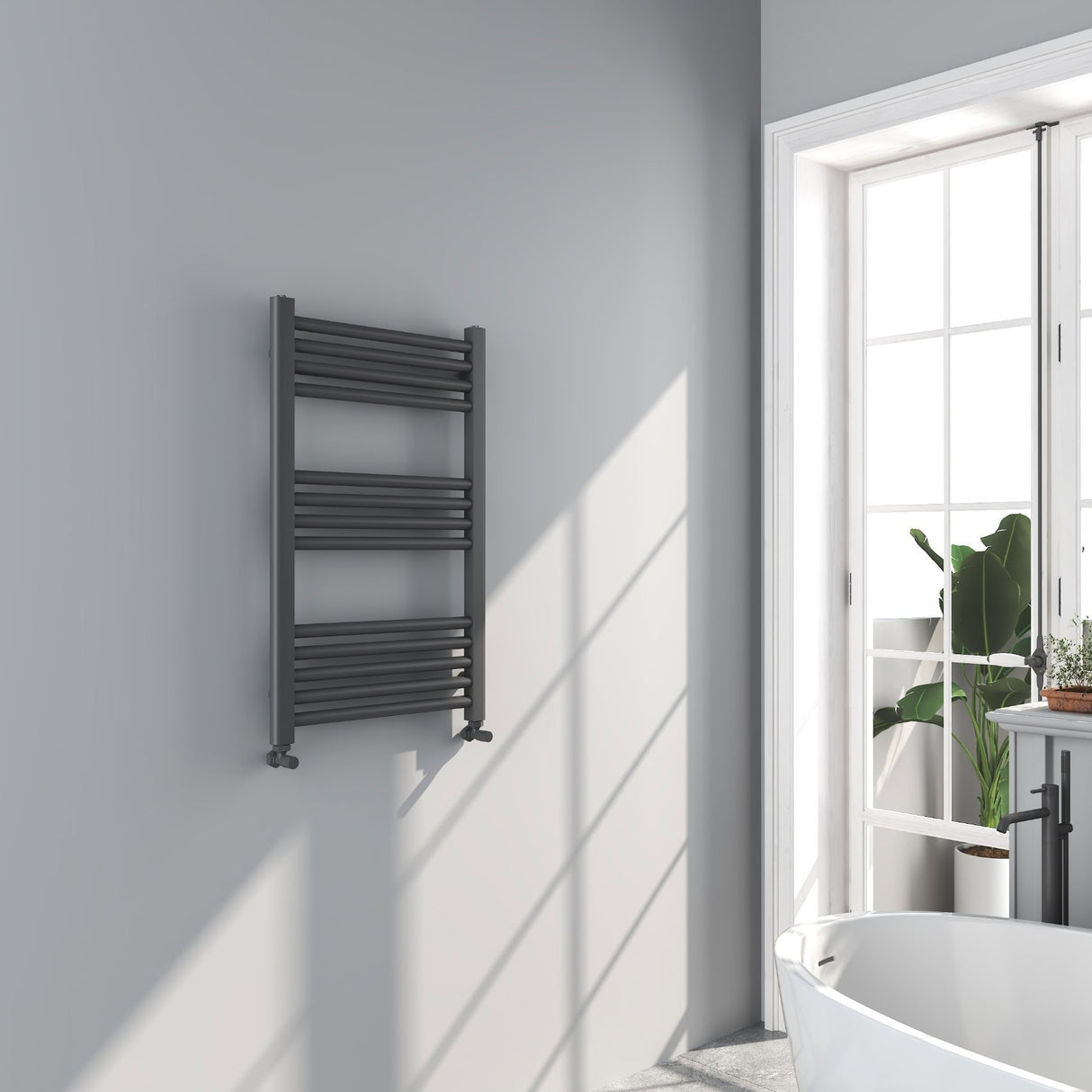 Omata Gunmetal Grey Straight Heated Towel Rail 800x500mm