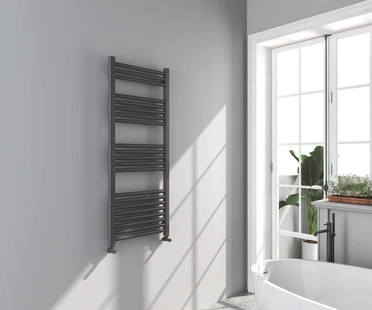 Omata Gunmetal Grey Straight Heated Towel Rail 1200x500mm