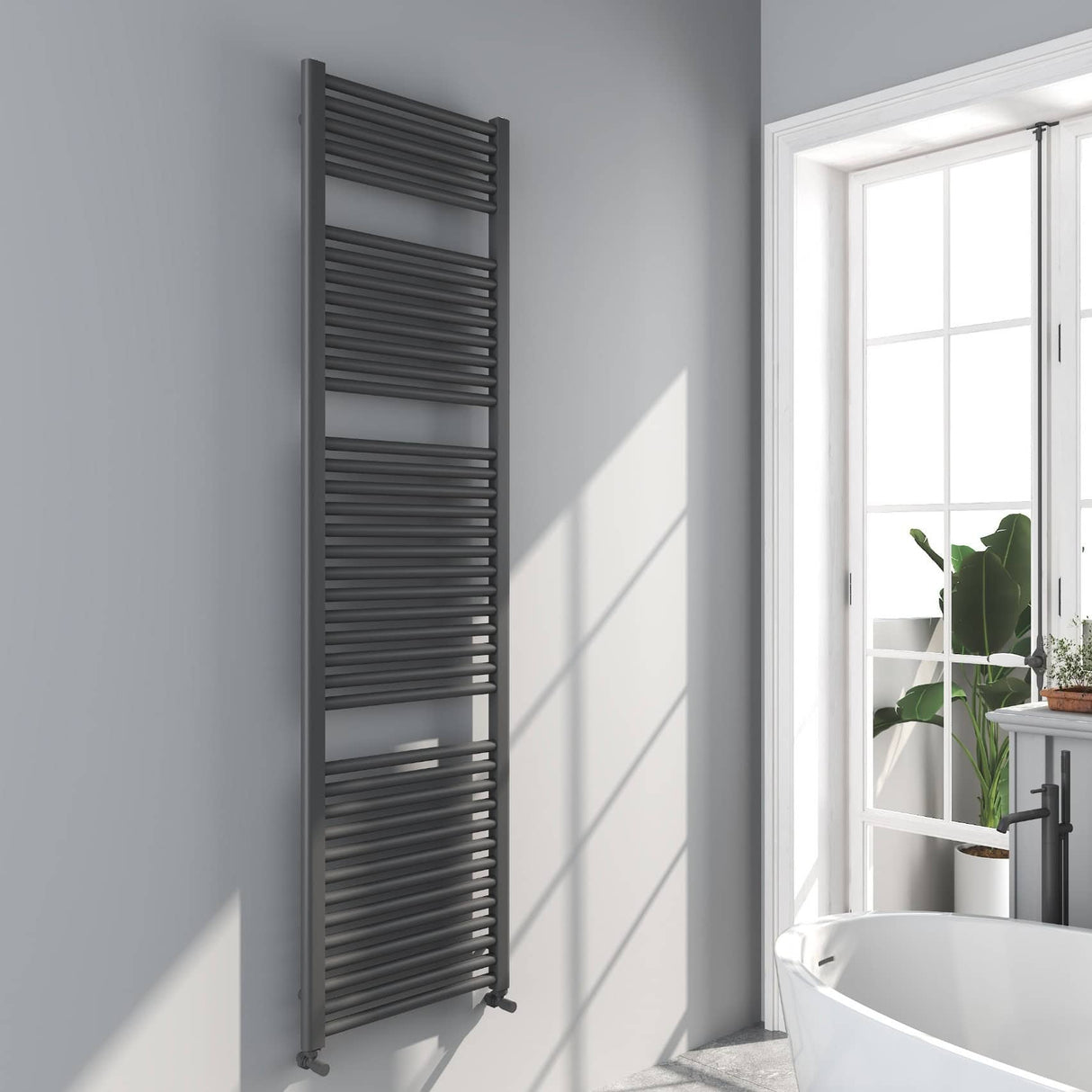 Omata Gunmetal Grey Straight Heated Towel Rail 1800x500mm