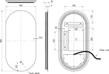 Martha Black Oval LED Mirror 500x800mm
