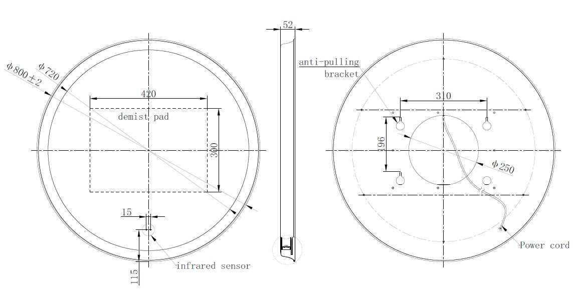 Orla Brushed Brass Round Illuminated LED Mirror 800x520mm