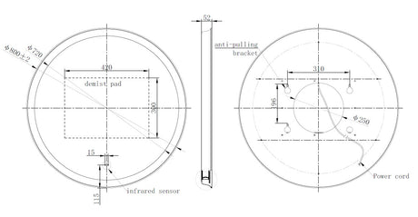 Orla Brushed Brass Round Illuminated LED Mirror 800x520mm