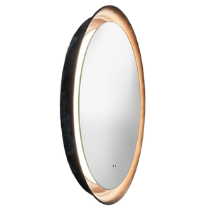 Orla Brushed Bronze Round Illuminated LED Mirror 600x520mm
