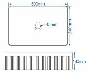 Flauto Rectangular Counter Top Basin 340mm