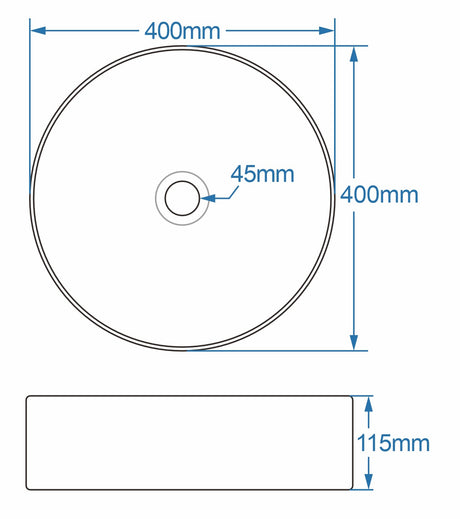Orca Black and White Round Counter Top Basin 400mm