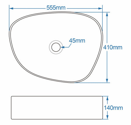 Orca Black and White Counter Top Basin 410mm
