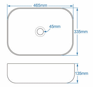 Orca Black and White Oval Counter Top Basin 355mm