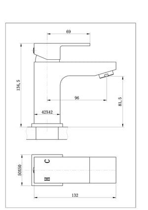 Raglan Chrome Modern Square Basin Mixer Tap
