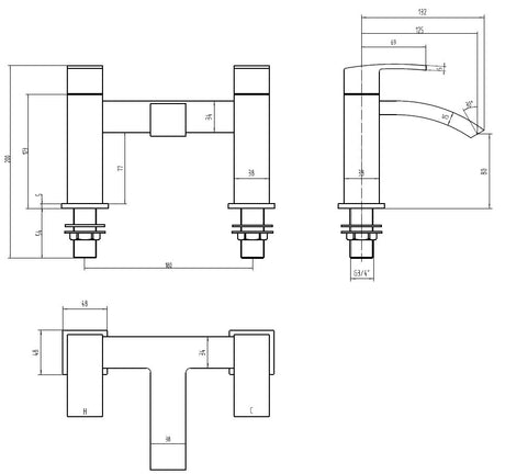Neptune Matt Black Bath Filler Tap