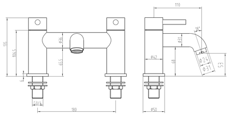 Enzo Chrome Bath Filler Tap