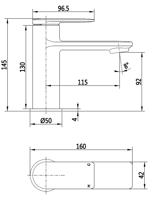 Hazel Black Basin Mixer Tap