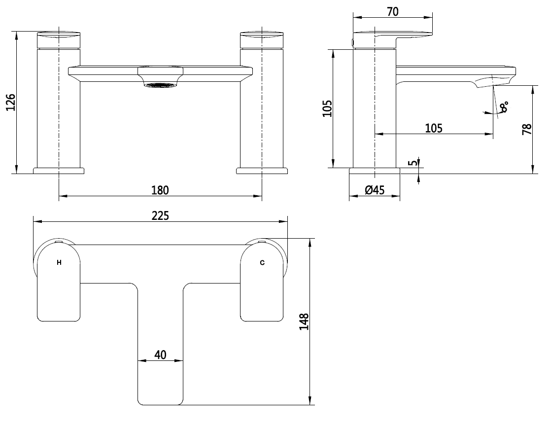 Hazel Chrome Bath Filler Tap