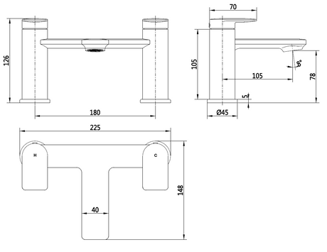 Hazel Chrome Bath Filler Tap