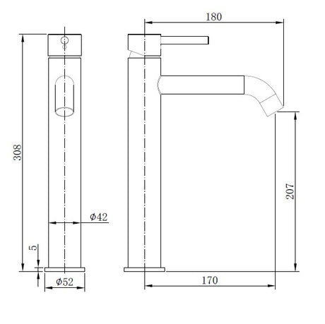Bronte Chrome Round High Rise Basin Mixer Tap