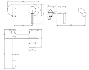 Bronte Brushed Brass Round Wall Mounted Basin Mixer Tap