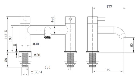 Bronte Chrome Round Bath Filler Tap