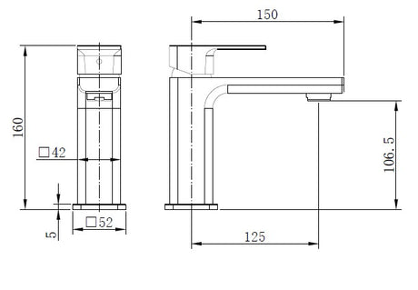 Kobe Matt Black Square Basin Mixer Tap