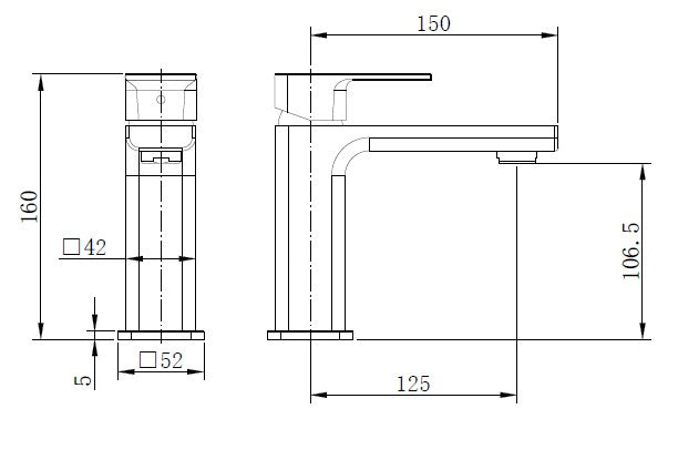 Kobe Brushed Brass Square Basin Mixer Tap