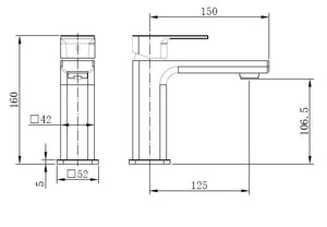Kobe Brushed Brass Square Basin Mixer Tap