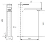 Kobe Matt Black Square High Rise Basin Mixer Tap