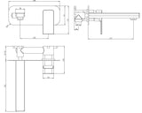 Kobe Matt Black Square Wall Mounted Basin Mixer Tap