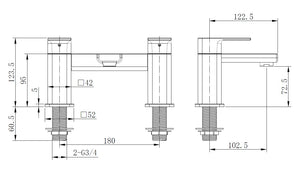 Kobe Chrome Square Bath Filler Tap