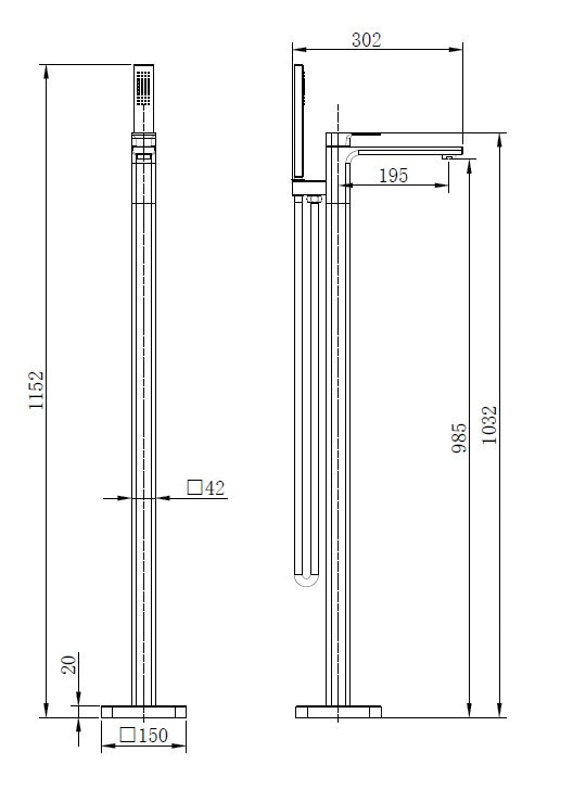 Kobe Chrome Square Freestanding Bath Shower Mixer Tap