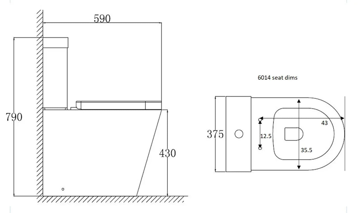 Technical drawing with dimensions and layout of a bathroom setup