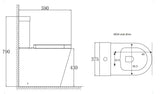 Technical drawing with dimensions and layout of a bathroom setup