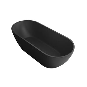 Black freestanding bathtub on a white background