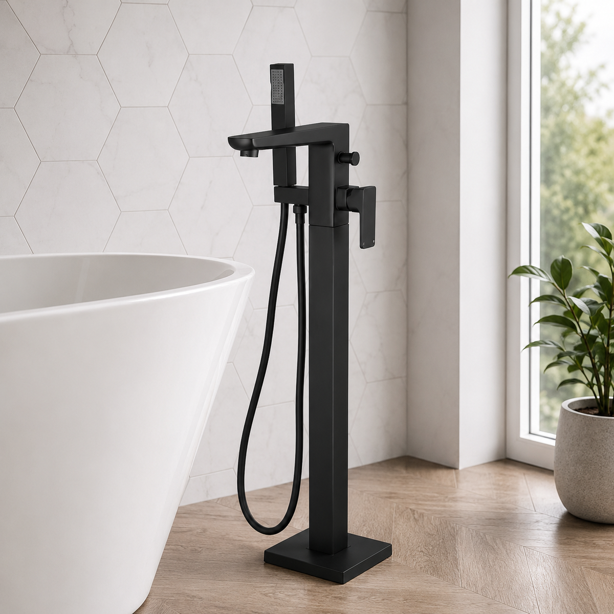 Aurora Black Freestanding Bath Shower Mixer Tap