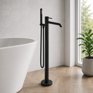Bronte Matt Black Round Freestanding Bath Shower Mixer Tap