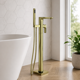 Aurora Brushed Brass Freestanding Bath Shower Mixer Tap