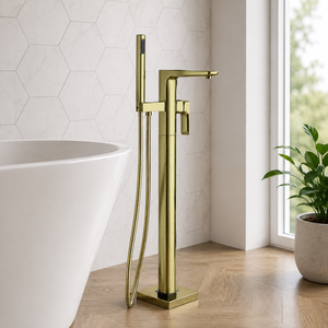 Aurora Brushed Brass Freestanding Bath Shower Mixer Tap