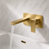 Kobe Brushed Brass Square Wall Mounted Basin Mixer Tap