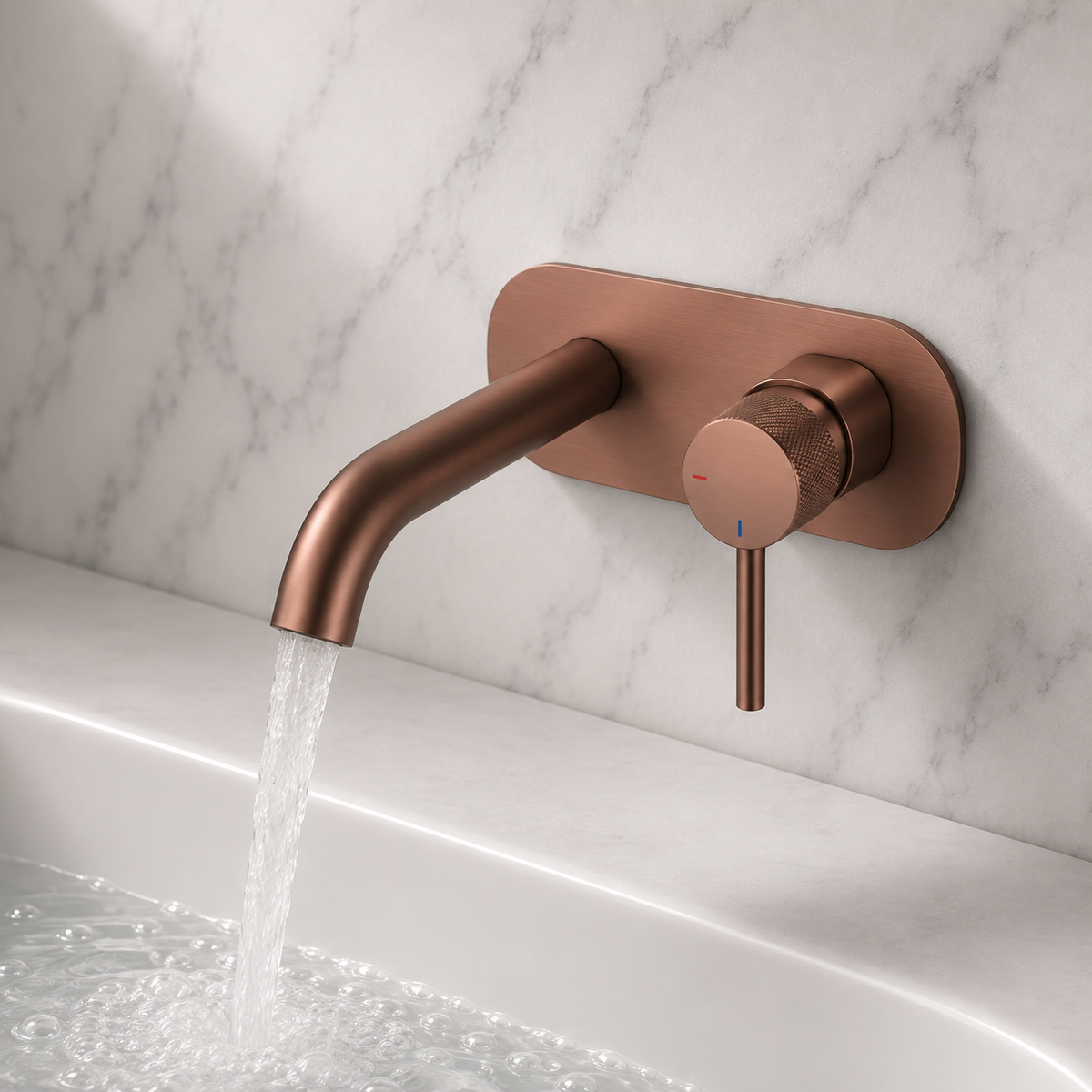 Bronte Brushed Bronze Round Wall Mounted Basin Mixer Tap