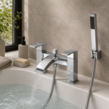 Neptune Chrome Modern Curve Bath Filler & Handheld Shower