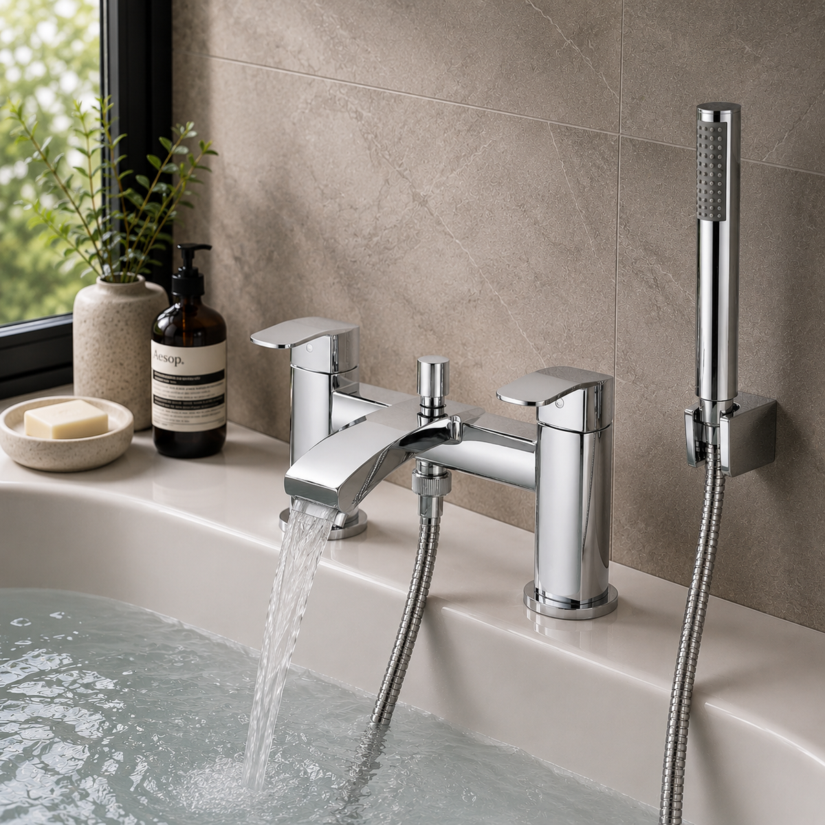 Troy Chrome Bath Filler & Handheld Shower