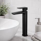Aurora Matt Black High Rise Basin Mixer Tap