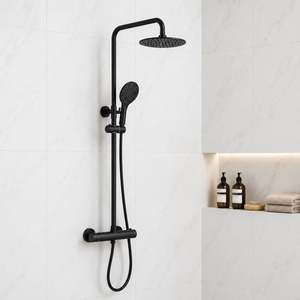 Nova Premium Black Round Thermostatic Shower Set