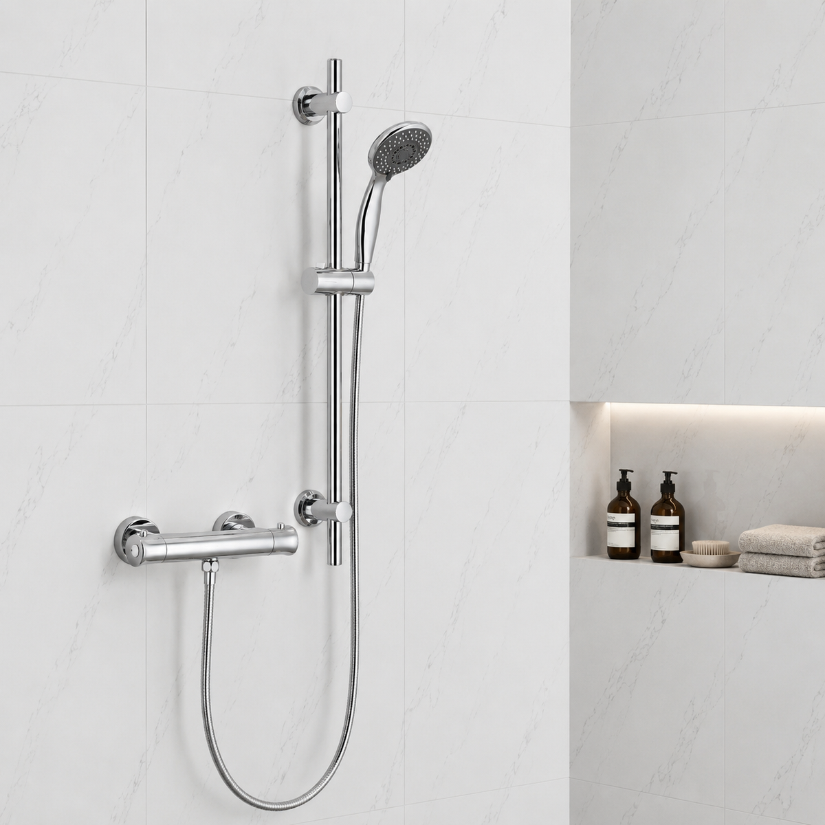 Nova Premium Chrome Round Thermostatic Bar Shower Set