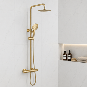 Nova Premium Brushed Brass Round Thermostatic Shower Set