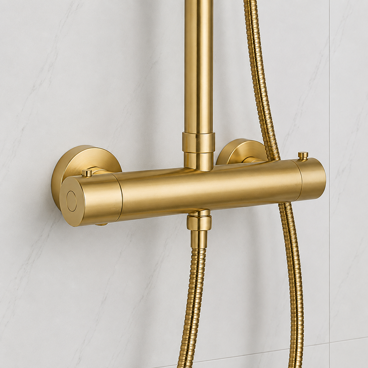 Nova Premium Brushed Brass Round Thermostatic Shower Set