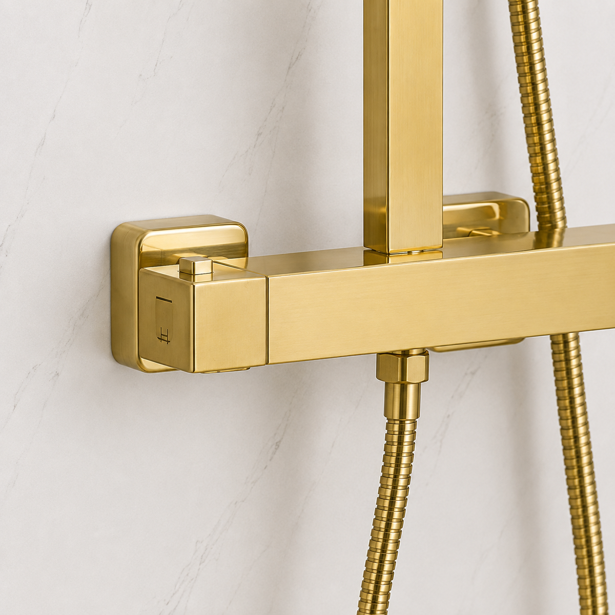 Nova Premium Brushed Brass Square Thermostatic Shower Set