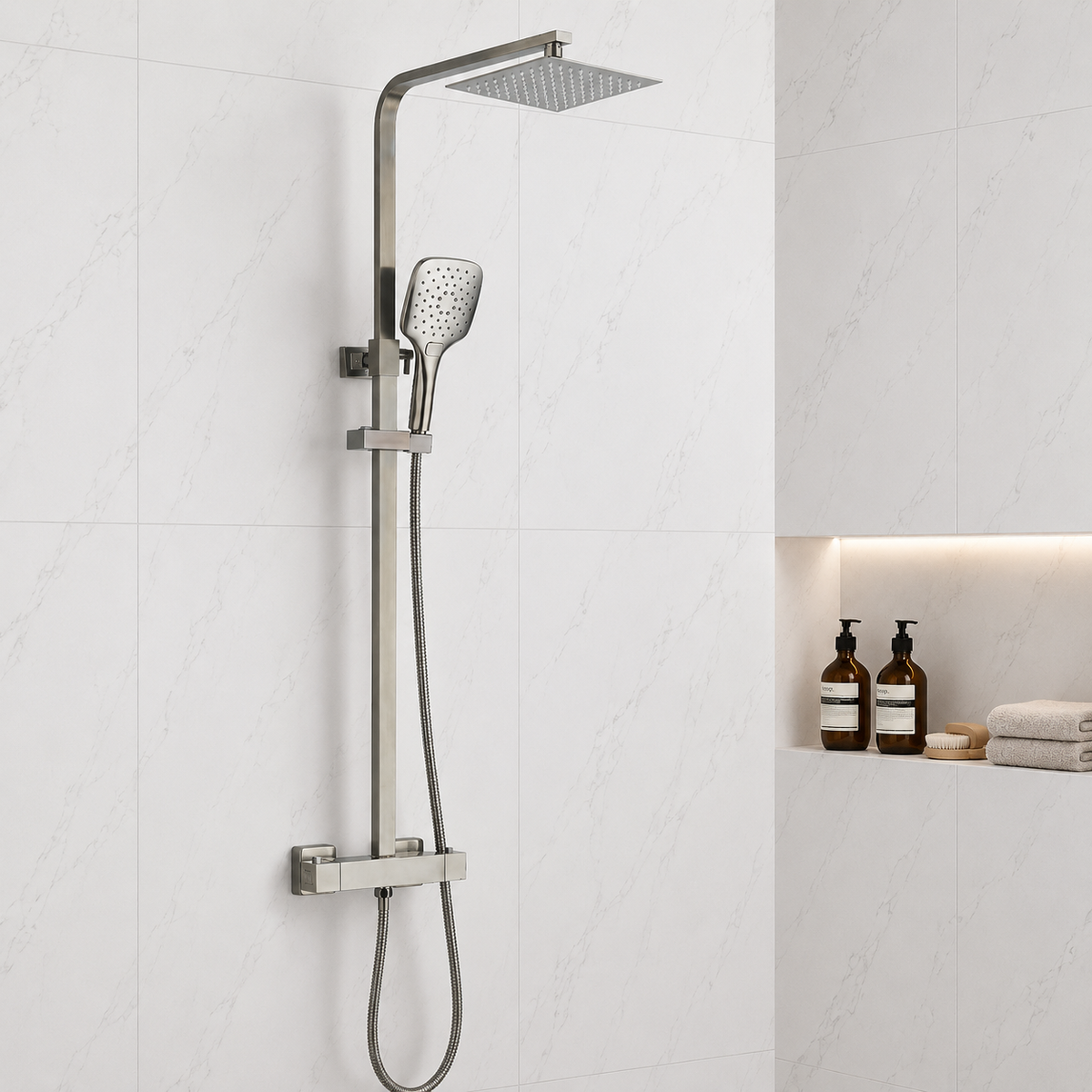 Nova Premium Gunmetal Grey Square Thermostatic Shower Set