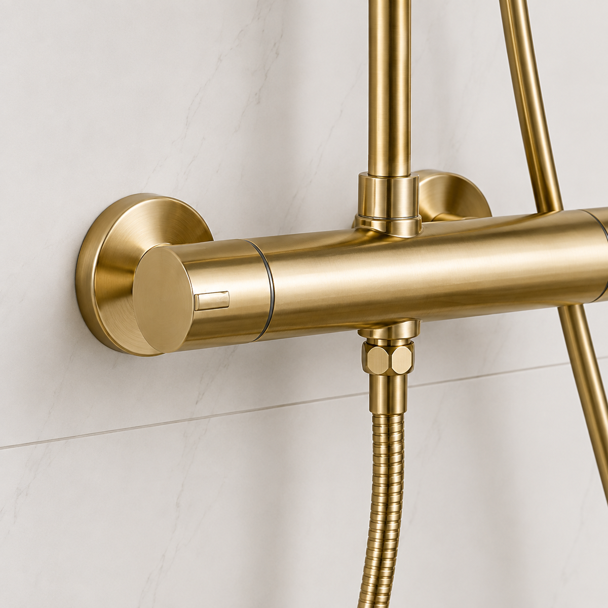 Nova Premium Brushed Brass Round Thermostatic Shower Set